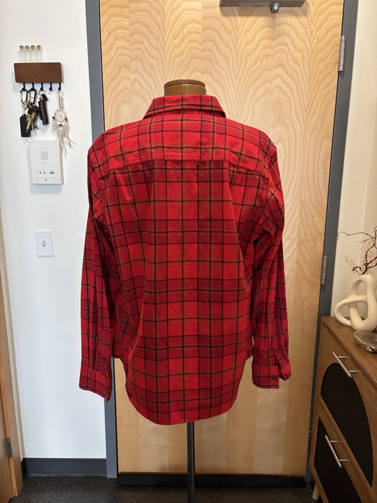 COACH Designer Long Sleeve Button Up Shirt Flannel Red Plaid Size L (org $350)