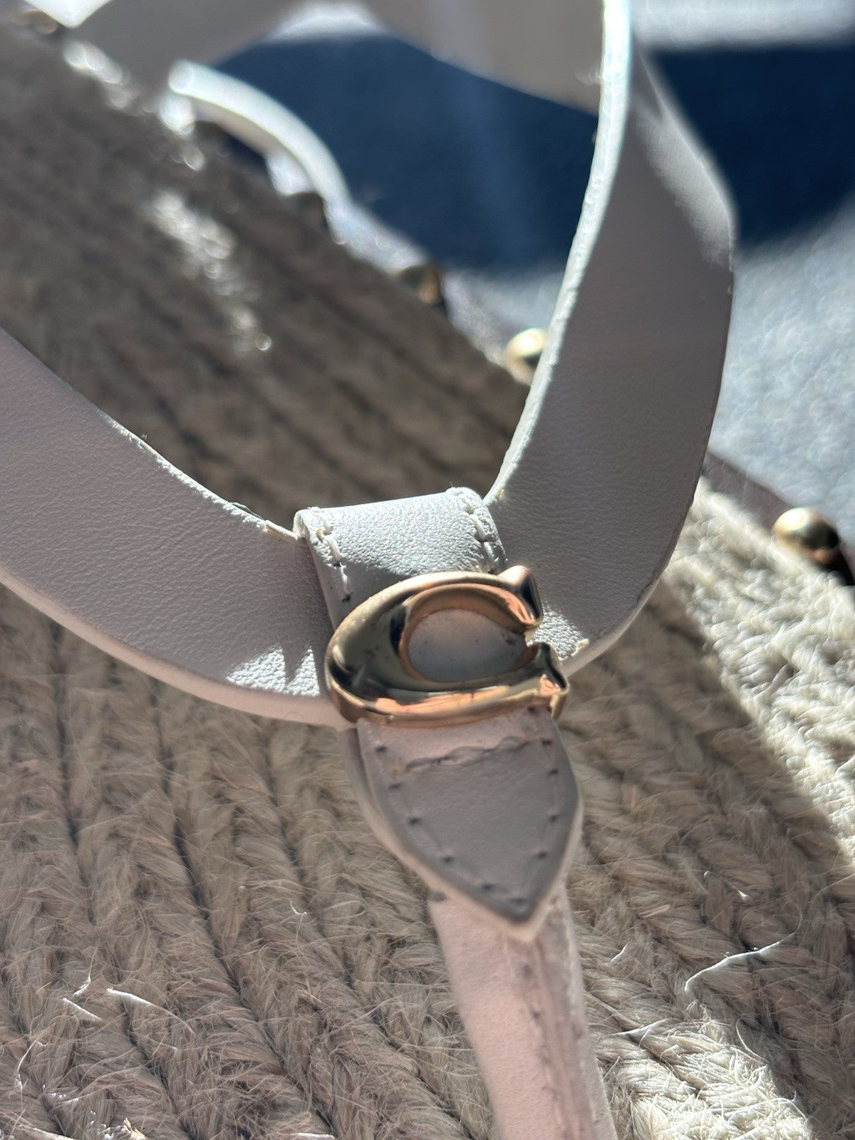 NEW Designer COACH Gracey Leather Studs Sandals w/ Jute Rope Size 7.5 (org $225)