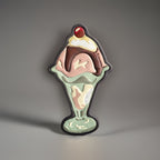 COACH 1941 Sundae Leather Pin Ice Cream Cherry Novelty Brooch Style 10655 Rare