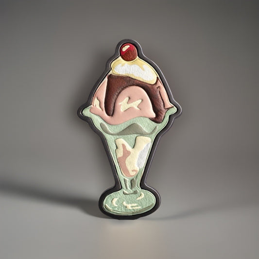 COACH 1941 Sundae Leather Pin Ice Cream Cherry Novelty Brooch Style 10655 Rare
