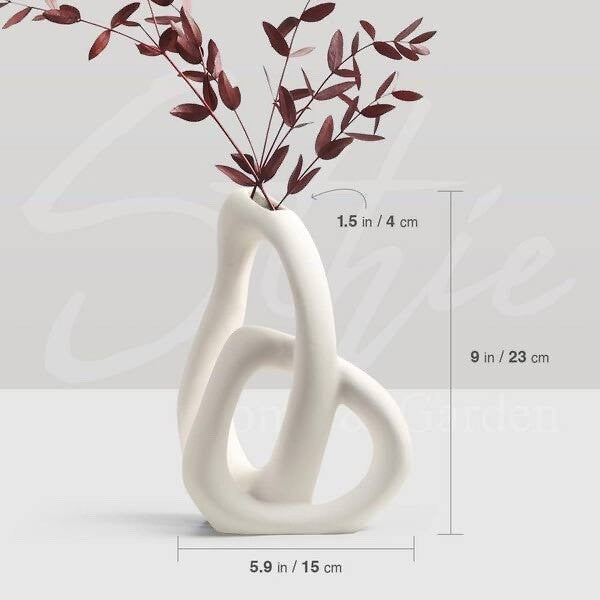MODERN Abstract Ceramic Vase Cream Nordic Style Minimalist Home Decor (org $78)
