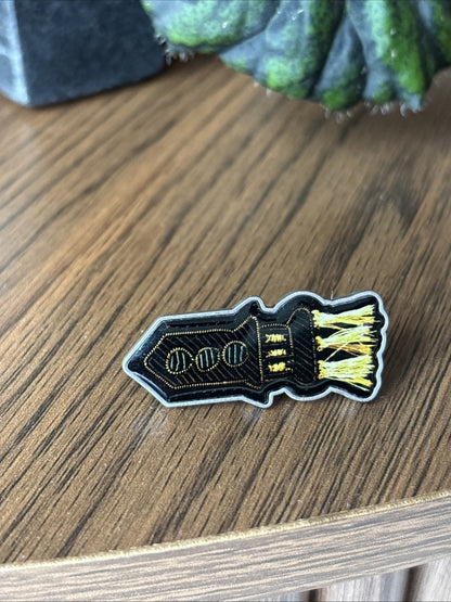 COACH Designer Rocket Ship Space Enamel Pin Bag Charm Emoji Stitching Graphic
