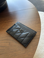 LIMITED EDITION Coach Quilted Pillow Leather Card Case Wallet Black Gunmetal