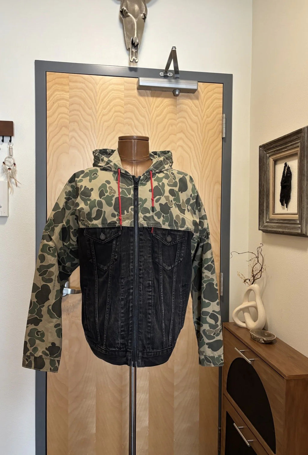 LEVI'S X JUSTIN TIMBERLAKE Rare Denim Coat Camo Hood Trucker Jacket (org $195)
