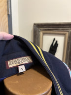 Double D Ranch VINTAGE Wool Jacket Military Beaded NavyBlue Varsity Stripe Small
