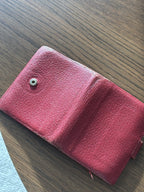 GUCCI Authentic Vintage Red  Leather Bifold Wallet With Button Made In Italy