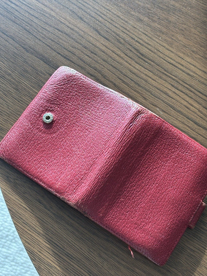 GUCCI Authentic Vintage Red  Leather Bifold Wallet With Button Made In Italy