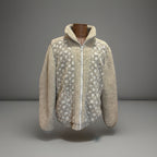COACH Runway Sherpa Fur Coat Jacket Zip Signature Print Cream Size L (org $695)