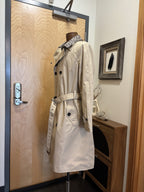 COACH Designer Trench Coat Jacket Leather Details Tan Khaki Brown (org $795)