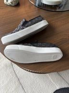 Coach Signature C Logo Canvas Slip On Sneakers Charcoal Women Size 11 (org $175)