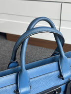 COACH Swagger 27 Pebble Leather Satchel Bag Electric Blue Top Handles (org $395)