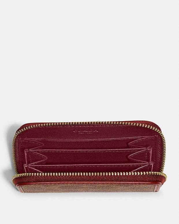 NWT designer COACH Small Zip Wallet Coin/Card Case Signature Tan/rust (org $95)