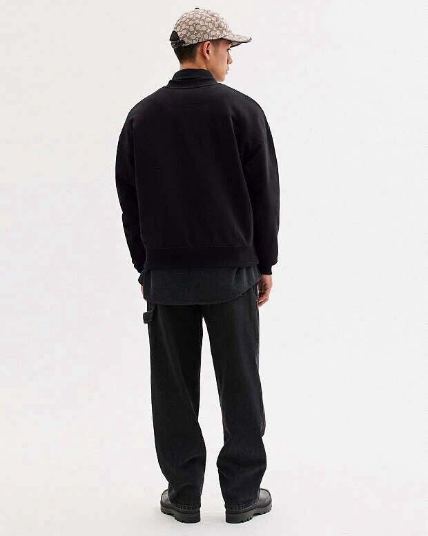 Designer COACH Essential Crew Neck Sweater Classic Heritage Black Size L ($250)