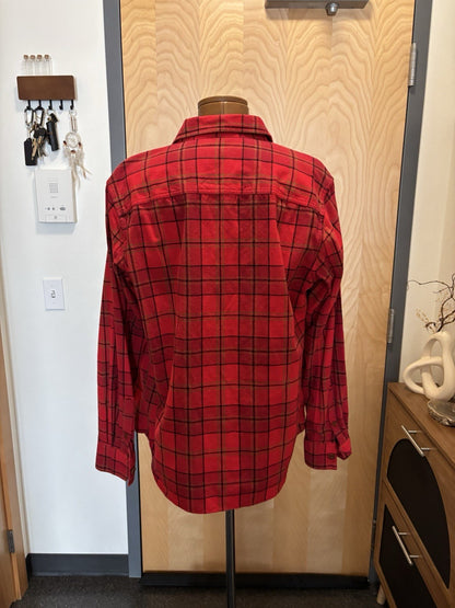 New COACH Designer Sz Large Long Sleeve Button Shirt Flannel Red Plaid (org$350)