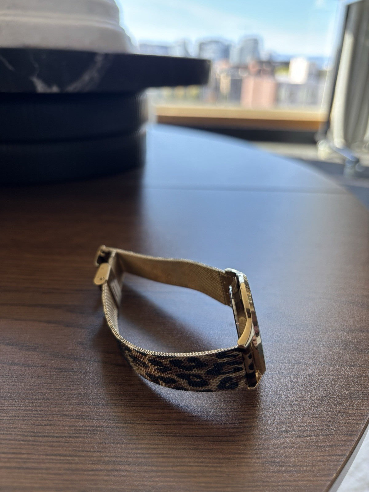 NEW Leopard Print JUICY COUTURE Quartz Watch Blk/Gold Dial Mesh Adjustable Band