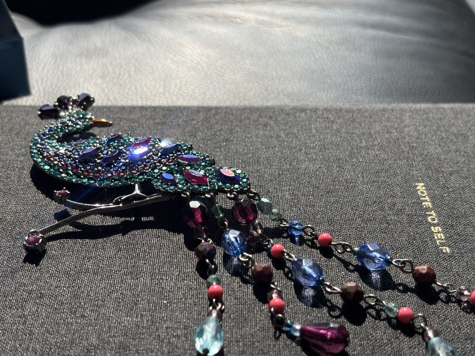 NWT Vintage Avon SP 2004 Dazzling Rhinestone Peacock Brooch Pin w/ Beaded Tail