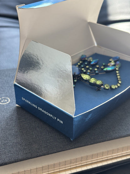 NWT Vintage AVON Giant Dragonfly Bug Insect Rhinestone Cute Dangle Pin Brooch