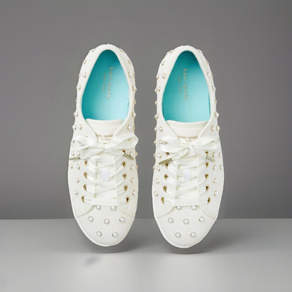 NEW Designer KATE SPADE New York White Pearl Sneakers Women’s SZ 7 (org $225)