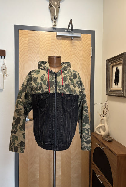 Rare Denim LEVI'S X JUSTIN TIMBERLAKE Hybrid Camo Hood Trucker Jacket (org $195)