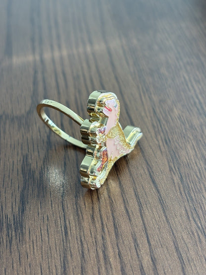 Rare Designer COACH X SEPHORA Collaboration Adjustable Pink Gold Rexy Dino Ring