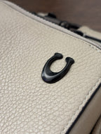 COACH Pebble Leather Charter Slim Crossbody Zip Bag Ivory/Cream Black (org $295)