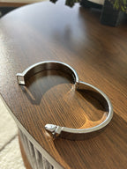 MICHAEL KORS Crystal Buckle Hardware Silver Stainless Steel Bangle Bracelet +Bag