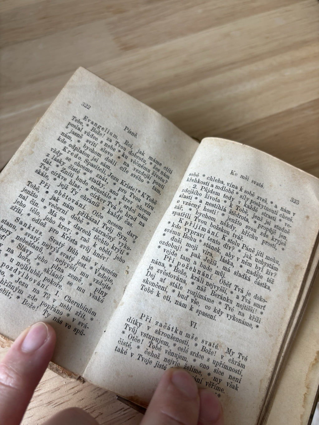Antique 1875 Czech Bohemian Catholic Prayer Book  Hardcover Leather Brass Clasp