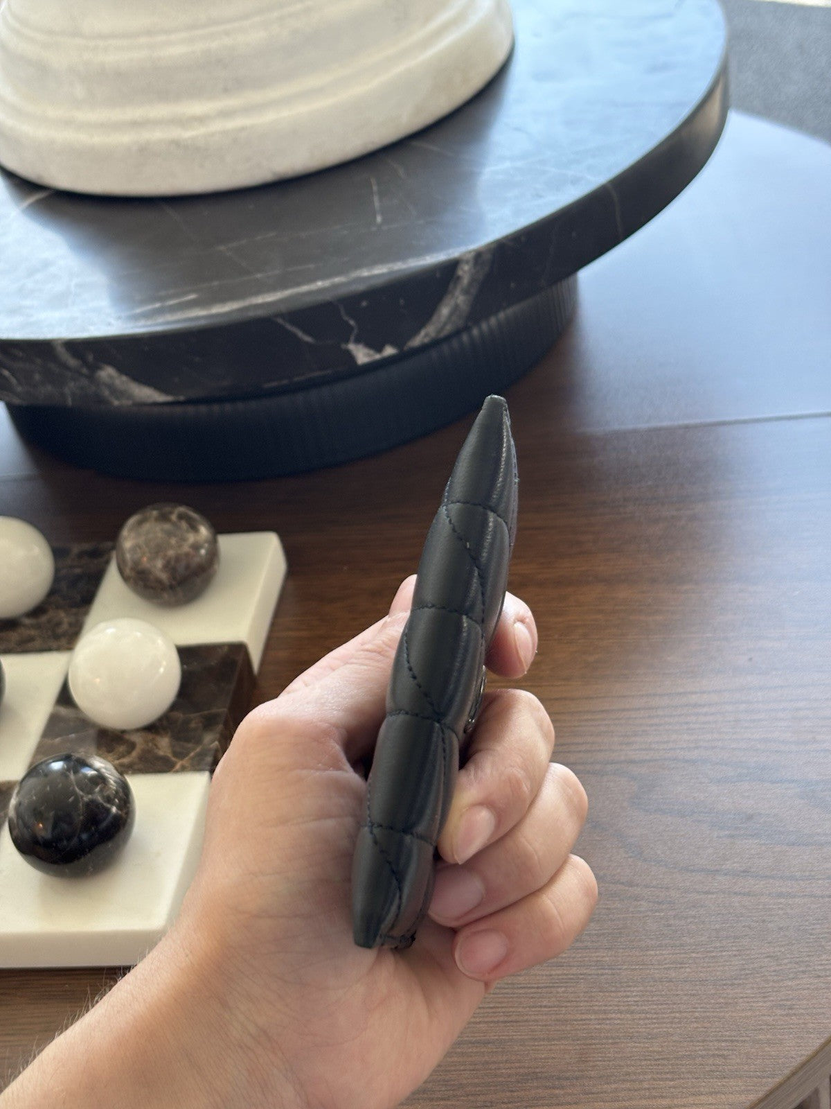 LIMITED EDITION Coach Quilted Pillow Leather Card Case Wallet Black Gunmetal