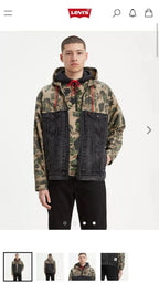 LEVI'S X JUSTIN TIMBERLAKE Rare Denim Coat Camo Hood Trucker Jacket (org $195)