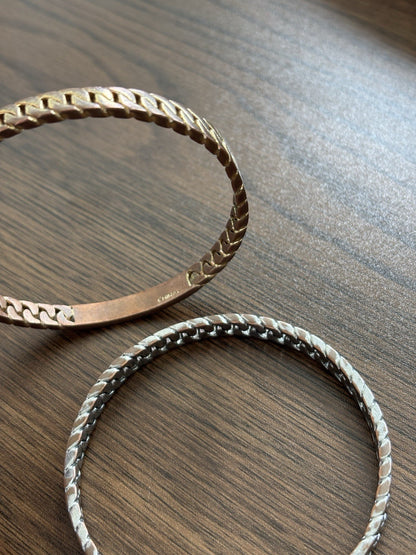 Vintage Designer COACH Set of 2 Bangle Bracelet Embossed Silver & Gold Plated