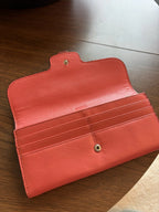 COACH Designer Soft Snap Leather Bag Wallet 14 Card Slot Pink Orange (org $225)