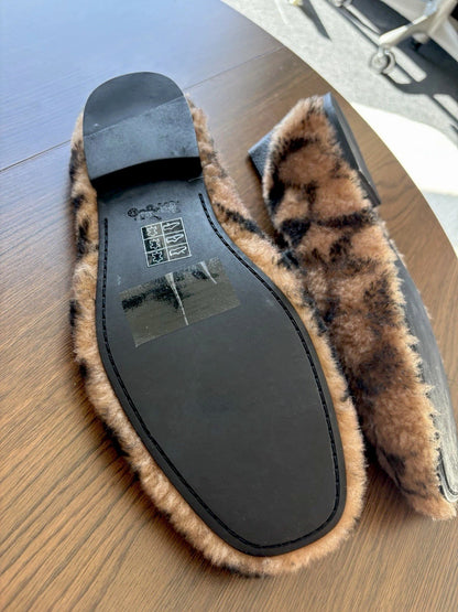 Rare New COACH Runway Shearling/leather Signature C slipper Driver (org $350)