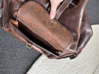 VINTAGE Classic Real Cow Hide Leather Backpack Daypack Brass Hardware Buckles