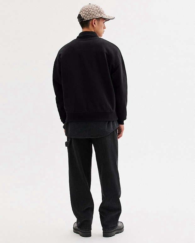 Designer COACH Essential Crew Neck Sweater Classic Heritage Black Size M ($250)