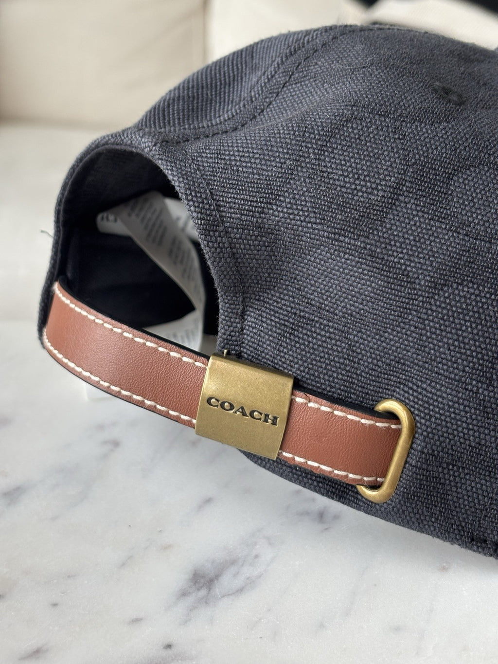 COACH Runway Baseball Cap Hat Signature C Black Jacquard W/ Leather (org $175)