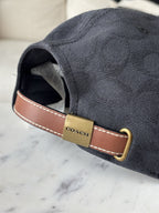 COACH Runway Baseball Cap Hat Signature C Black Jacquard W/ Leather (org $175)