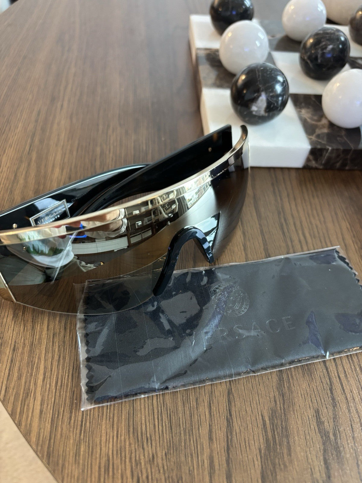 VERSACE Tribute Shield Black VE2197 Unisex Visor Wrap Mask Sunglasses (org $340)
