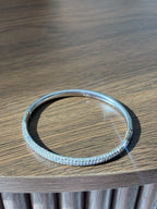 SWAROVSKI Crystal Polished Silver Tone Hinged Bangle Bracelet Signed (org $225)