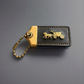 COACH 1941 Designer Hanging Tag Horse Carriage Bag Charm Fob Chain Black/Gold