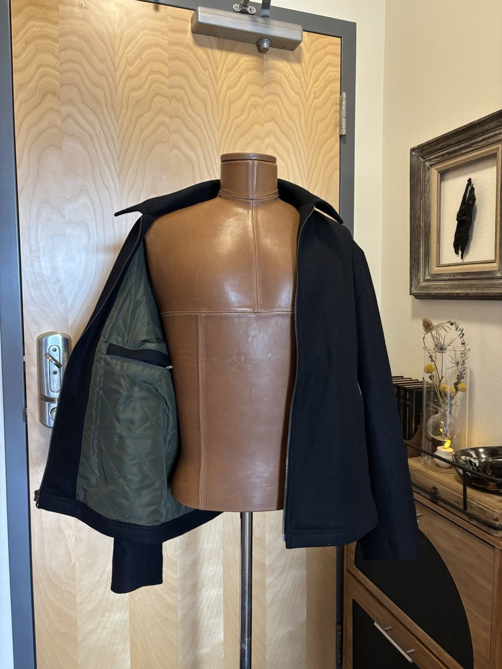 FACONNABLE Designer Wool Zip-Up Jacket Over Coat Black Classic Medium (org $640)