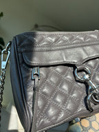 REBECCA MINKOFF Mini MAC Gray Quilted Leather Zip Crossbody Bag Chain (org $430)