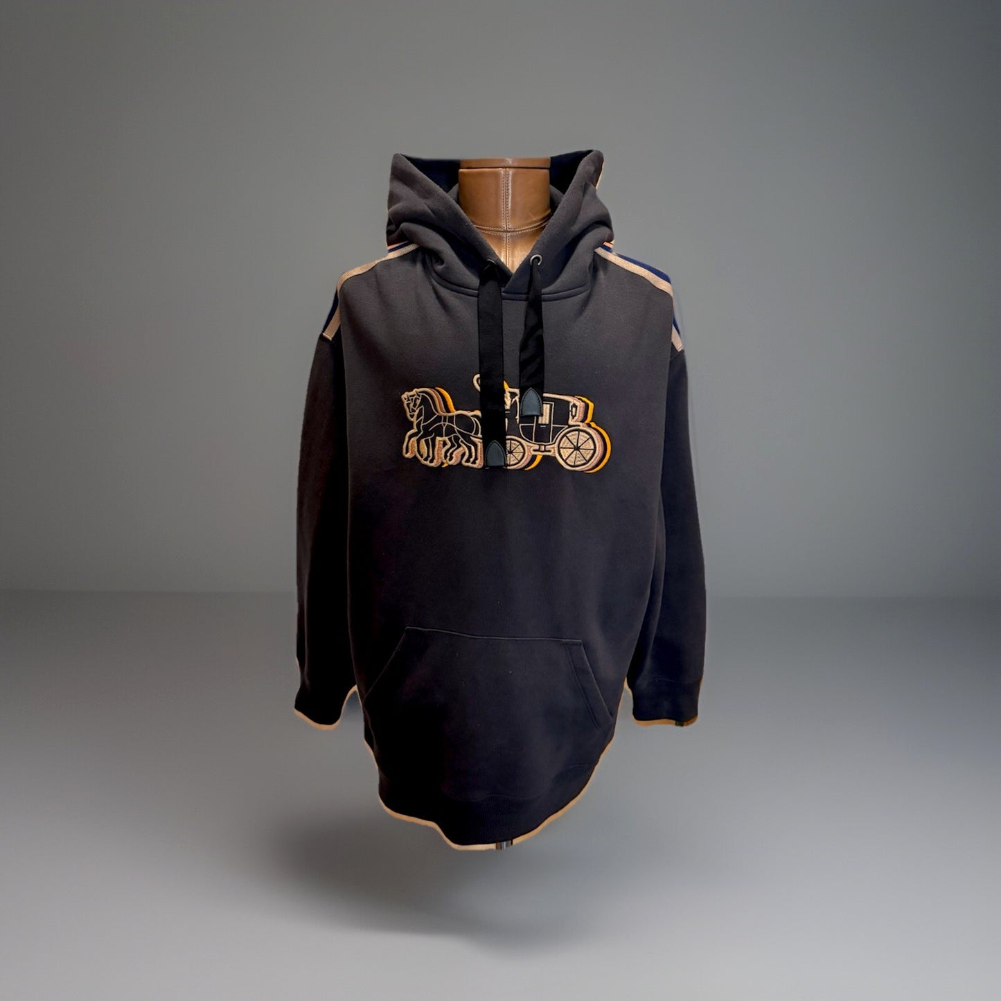 Coach Oversized Horse & Carriage Hoodie Sweatshirt Black Medium M (ORG $295)