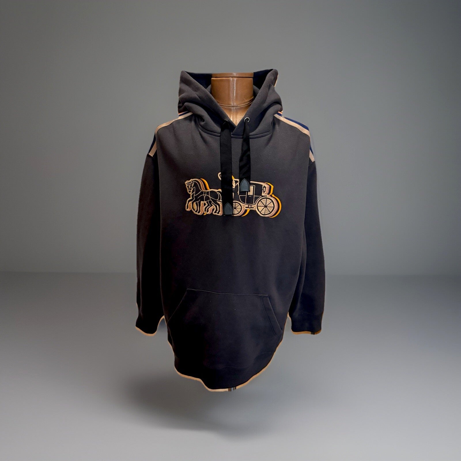 Coach Oversized Horse & Carriage Hoodie Sweatshirt Black Medium M (ORG $295)