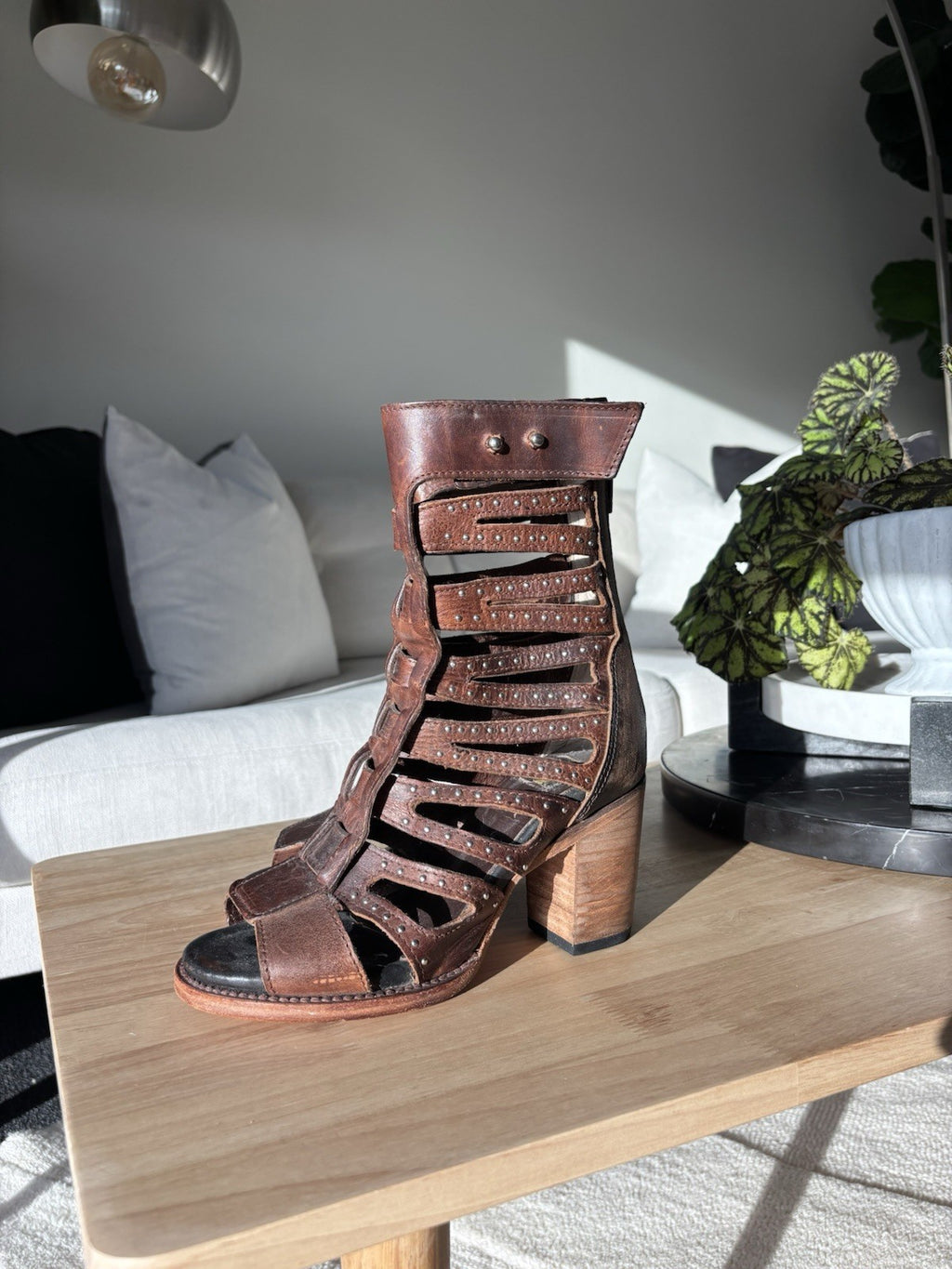 STEVEN BAKER Freebird Heals Boots Zip Belted Shoes Studs Rivets (org $350)