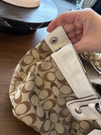 COACH Vintage SoHo Toffee Signature C White/Chalk Real Leather Shoulder/Handbag