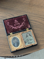 1850s Antique Victorian Double Portrait Union Case Civil War Daguerreotype Photo