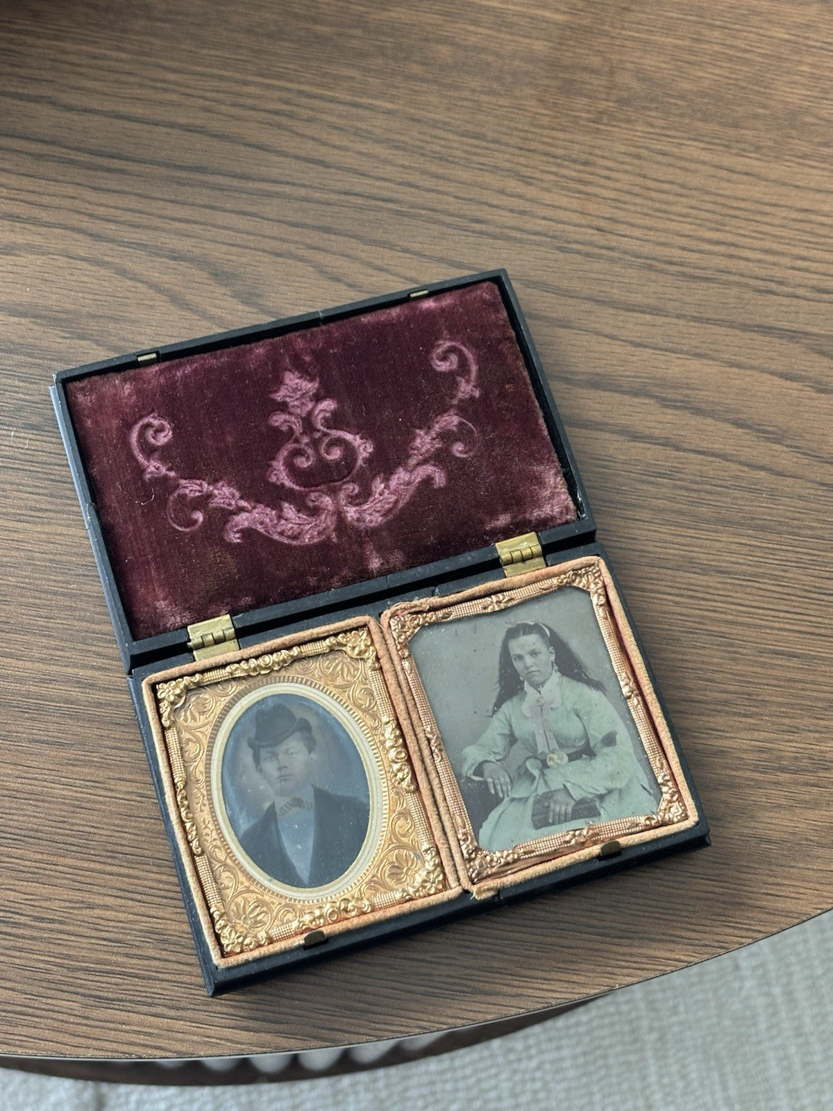 1850s Antique Victorian Double Portrait Union Case Civil War Daguerreotype Photo