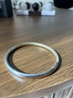 SWAROVSKI Crystal Polished Silver Tone Hinged Bangle Bracelet Signed (org $225)
