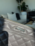 REBECCA MINKOFF Mini MAC Gray Quilted Leather Zip Crossbody Bag Chain (org $430)