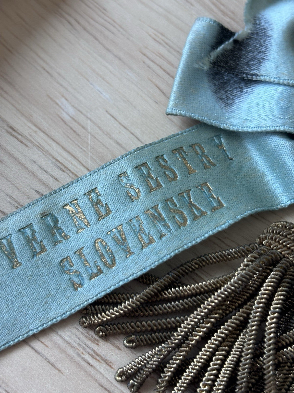 1893 ANTIQUE Slovak Sisters Branch 12 Passaic NJ Blue Ribbon Rosette Prize Badge